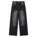 Men's Vintage Washed Straight-Leg Jeans – Relaxed Fit High-Waisted Denim Pants With Distressed Details, Classic Blue & Black (S-XL)_mkmklike.com
