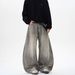 Gray Splatter-paint Jeans For Men, Straight Loose Fit, Wide-leg, Washed Vintage American High Street Style Pants, Trendy_mkmklike.com