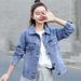 Women’s Hooded Denim Jacket – Embroidered Slim Fit Cropped Jacket For Spring & Autumn (S-3XL, White & Indigo)_mkmklike.com