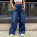 Women's Fashionable Versatile Straight Wide Leg Jeans Chain Washed Finish_mkmklike.com
