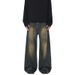 Men's Clothing & Archer0603 & Retro Washed American High Street Yellow Mud Color Wide Leg Jeans Men's Floor Length Distressed Straight Leg Pants_mkmklike.com
