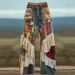 Women's Retro Print High-Waisted Slimming Jeans Faux Denim Style Comfortable Casual Leg Lengthening Effect_mkmklike.com