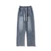 American-style Streetwear Distressed Drawstring Elastic Waist Jeans For Men And Women, Trendy Brand Deconstructed_mkmklike.com