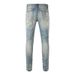 Men Holes Ripped Stretch Denim Jeans Streetwear Distressed Painted Skinny Tapered Pants Vintage Trousers_mkmklike.com