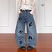 Men's Retro High Street Embroidered Letter Multi Pocket Wide Leg Trousers Curved Blade Design Trendy Brand Cross Border Niche_mkmklike.com