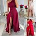 Women's Clothing new oblique shoulder bow slit dress INS casual swing dress _mkmklike.com