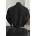 Black Padded Shoulder Boxy Short For Men, Spring Cleanfit High Street Flight Worker Style American Jacket_mkmklike.com