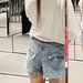 2026 High-End Spring/Summer Niche Design Distressed Tassel High-Waisted Wide-Leg Denim Shorts_mkmklike.com