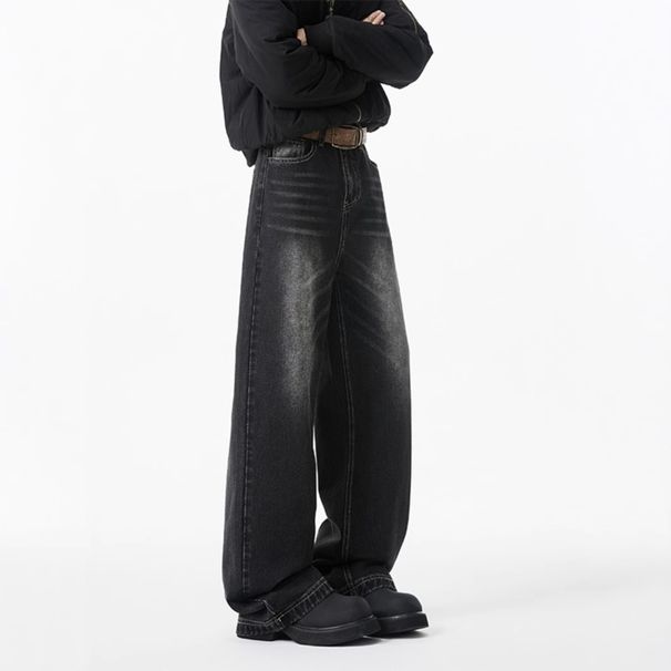 BOY Pishuai High Street Jeans New Straight-leg Loose Long American Cleanfit Pants Men's Wide-leg Scimitar_mkmklike.com