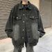 Autumn American Retro Washed Distressed High Street Brand Loose Unisex Denim Bomber Jacket For Men_mkmklike.com