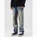 BAGGY American High Street Design 3D Camouflage Patchwork Jeans For Men, Washed Fake Ripped Loose Pants For Men_mkmklike.com