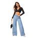 European And American Style High-Waisted Wide-Leg Denim Jeans for Women Loose Retro Drapey Straight Leg Trousers New Summer Fashion_mkmklike.com