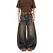 Unisex Mid-Waist Wide Leg Jeans Black Cotton Non-Stretch Distressed Washed Retro Whiskered Trousers Versatile Long Pants_mkmklike.com