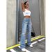 ELLE 2025 New Design Washed Casual Straight Jeans Women, Loose Trendy Versatile Long Pants For Cross-Border Trade_mkmklike.com