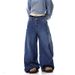 Retro American Street Style Silhouette Curved Blade Jeans Loose Wide Leg Floor Length Trousers Banana Pants Sickle Pants Men's Denim_mkmklike.com