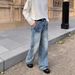 Men's Flared Jeans Summer Loose Casual Straight Leg Trousers Vintage American Retro Style Floor Length_mkmklike.com