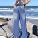 Women’s Clothing Ripped Jeans For Women Loose Straight High Street Summer Thin Ins Beggar Ladies Wide Leg Pants_mkmklike.com
