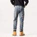 Men's Slim Fit Stretch Jeans High Street Style Distressed Washed Skinny Denim Pants For Casual Wear_mkmklike.com