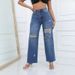 Women's Clothing New Elastic Hole Loose Bell Bottom Pants_mkmklike.com