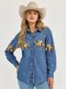 K Retro Denim Collar Shirt, Fashionable Wild Horse Print Denim Jacket_mkmklike.com