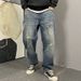 Men's Clothing Casual Retro Washed Denim Jeans For Men, Straight Leg, Loose Fit, Trendy, Versatile Wide Leg Dad Pants._mkmklike.com