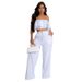 Women's clothing new style suit temperament one shoulder ruffled short top wide leg trousers suit_mkmklike.com