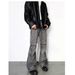 Temperament, No Brand, Versatile, Simple, Wasteland, Feng Shui, Washing, Making Old, Wrinkled, Micro Flared Jeans,_mkmklike.com