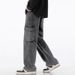 Woven Men's Cargo Jeans American Style Loose Fit Straight For Teenagers New Casual Long Pants Handsome_mkmklike.com