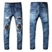 Men's Clothing Fashion High Street New Style Ripped Patch Patch Scratched Trendy Popular Jeans Slim Micro Stretch Pants_mkmklike.com
