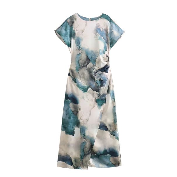 Women's clothing Fashion Tie-dyed Silk Satin Textured Dress w025 10135_mkmklike.com