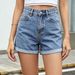 Women's High-Waisted Wide Leg Denim Shorts A-Line Style Summer 2026 Hot Girl Cross-Border Design Rolled up Personalized Pocket_mkmklike.com