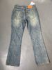 Men's Clothing Paris Heavyweight Bamboo Cotton Washed Retro Distressed Bootcut Straight Flared Slim Denim Trousers_mkmklike.com