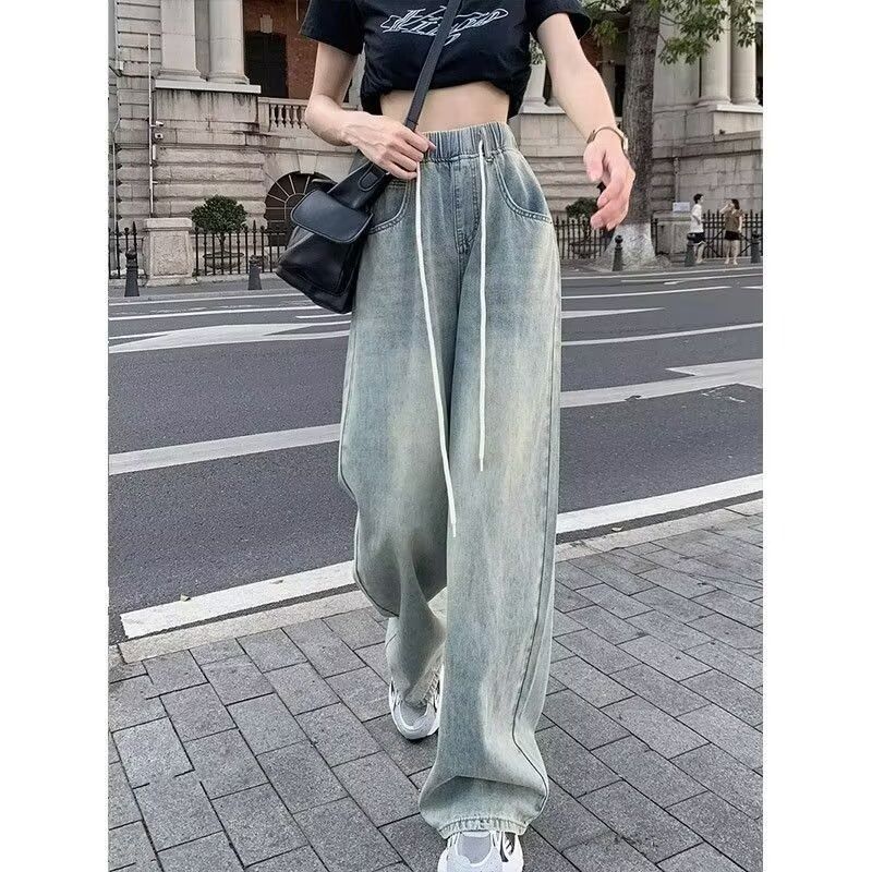 Men's Washed Straight-Leg Jeans – Vintage-Inspired Denim Pants(Relaxed Fit, Button Fly, Unisex Streetwear, Classic Blue & Indigo Wash)_mkmklike.com