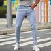 Men's Slim Fit Stretch Jeans - Lightweight Summer Denim Pants With Comfortable Elastic Waist For Casual Wear (Light Blue, S-XXL)_mkmklike.com