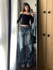 Tall Extra Long Hot Girl Low Waist Flared Jeans Women Spring Autumn Loose Slimming Wide Leg Floor-Length Pants_mkmklike.com