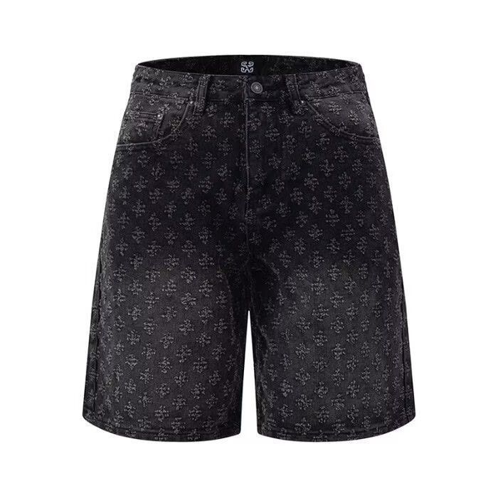 Men's High Street Washed Cargo Shorts - Loose Fit Denim-Look Shorts (Black/Blue) | Streetwear & Summer Essentials_mkmklike.com