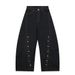 Multi-Button Eyelet Decorative Scimitar Jeans For Men, Trendy High Street Loose Design Stitched Wide-Leg Pants_mkmklike.com
