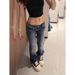 plus Size Rhinestone Embroidered Jeans for Women Low Rise Floor Length Y2K Millennium Style Casual Cotton Polyester Spring 2025_mkmklike.com
