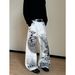 Unisex Washed Distressed Jeans Street Style Loose Fit Trendy Star Element Versatile Long Pants For Men_mkmklike.com