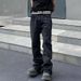 Men's Clothing Washed gray destroyed vintage jeans straight loose black flared trousers men's one piece drop shipping_mkmklike.com
