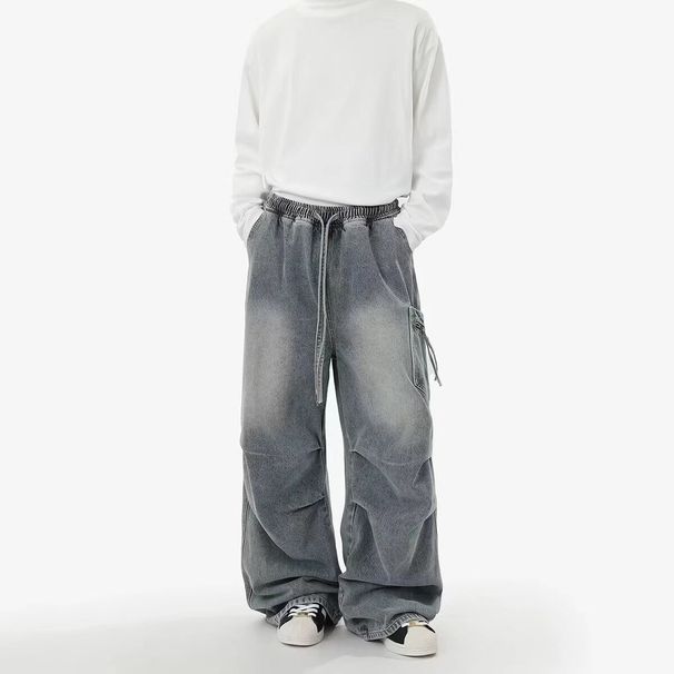 Vintage Washed High Street Straight Leg Jeans For Men & Women - Relaxed Fit With Big Pockets, Classic Blue & Black_mkmklike.com
