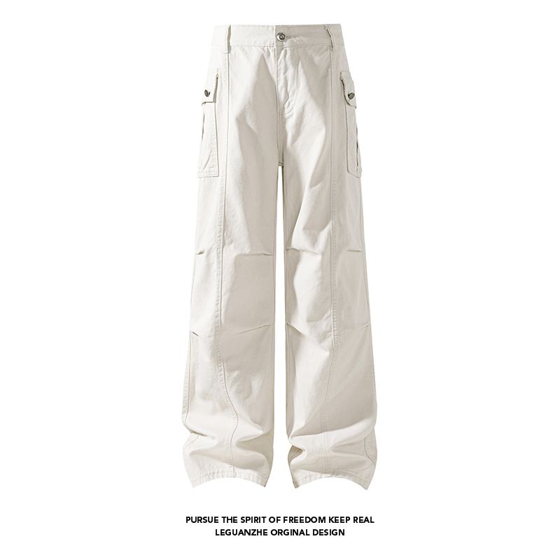 American Retro Distressed Gray Work For Men And Women, Trendy New Style With Wrinkled Design, Slightly Flared Casual_mkmklike.com