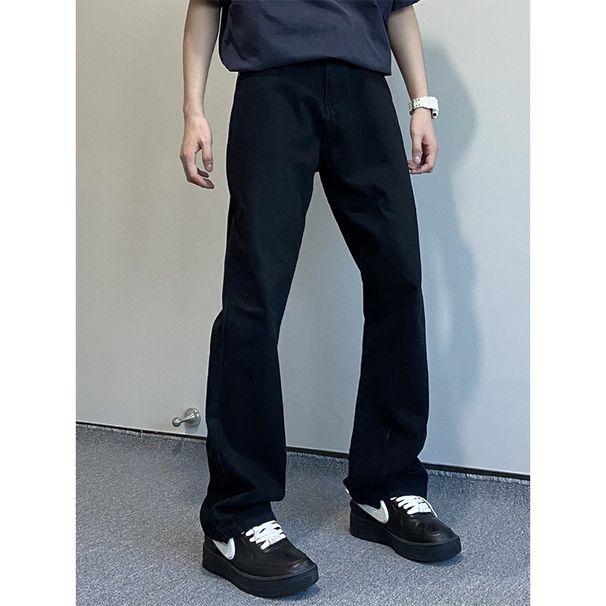 Nordmann Men's Black Flared Jeans High Street Trend New Casual American Retro Loose Straight Pants_mkmklike.com
