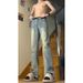 Vintage Blue Scimitar Jeans For Men Summer American Hip Hop High Street Slightly Flared Straight Pants Washed Mud Color_mkmklike.com