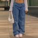 Women's Retro Low-waisted Jeans, Fashionable Retro Straight Leg Jeans, Loose Street Style Jeans_mkmklike.com