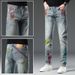 Men's Clothing Autumn/winter Splatter Paint Jeans Splatter Paint Jeans – Trendy Straight-Leg Denim Pants With Artistic Wash, Streetwear Essential_mkmklike.com