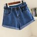 High Waisted Slimming Denim Shorts for Women Korean Style Rolled Hem Loose Wide Leg A-Line Hot Pants Trendy Summer Fashion_mkmklike.com