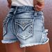 Women's High Waist Ripped Denim Shorts – Embroidered Retro Jeans Shorts With Stretch (Light Blue, S-XXL)_mkmklike.com
