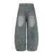 Leopard Print Patchwork Scimitar Jeans For Men Washed Vintage Punk Loose Wide-Leg Pants Deconstructed Design_mkmklike.com