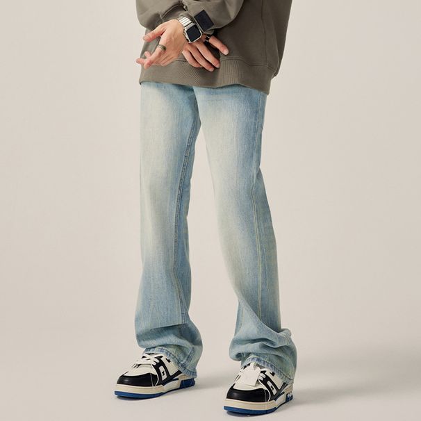 Nordmann Muqiu Clothing | American High Street Retro Washed Flared Jeans Men's Trendy Loose Straight Floor-Length Wide-Leg Pants_mkmklike.com